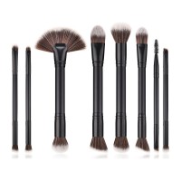 8PCS Fanshaped  Black Color Multi Functions Powder Eyeshadow Double Head Brush Blending Makeup  Brush Set